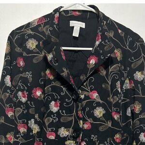 Vintage Floral Boho Indie Embroidered Cotton Jacket, Size M